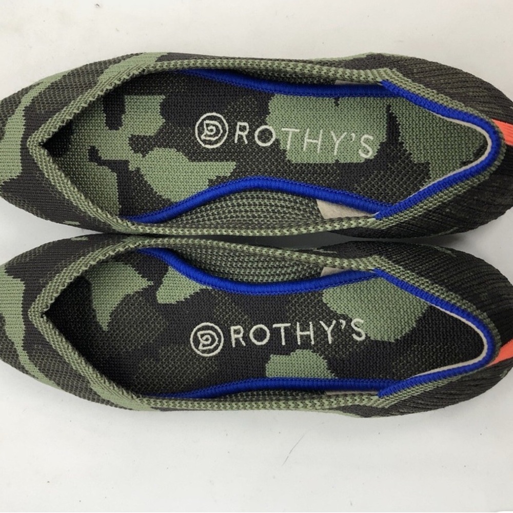 Rothy's Green and Black Camo Pointed Toe Flats